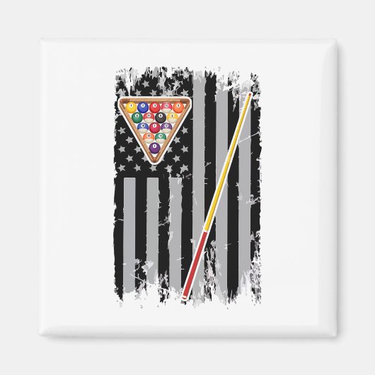 American Flag Biljart  Pool Player  Magneet (Voorkant)