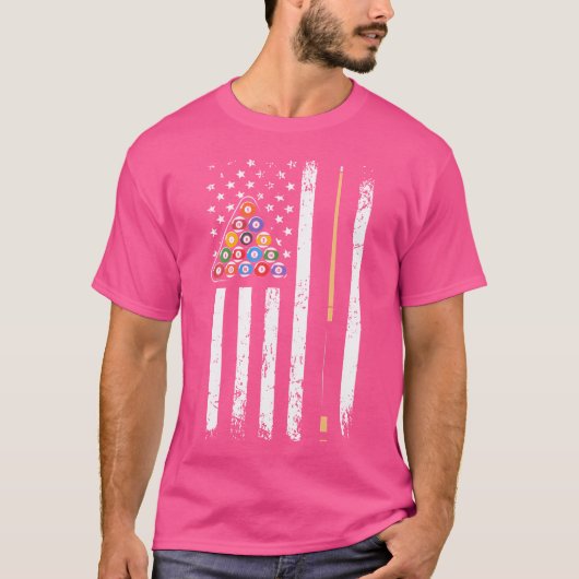 American Flag Billiard Pool Player T-shirt (Voorkant)