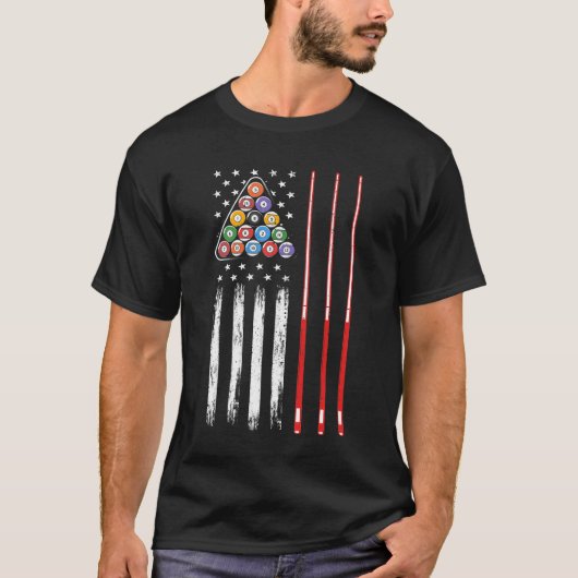 American Flag Billiard Pool Speler T-shirt (Voorkant)