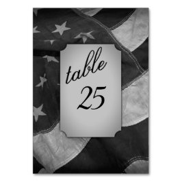 American Flag Black en White Table Number Kaart