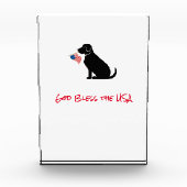 American Flag Black Lab Dog God zegene de Verenigd Fotoblokken (Voorkant)