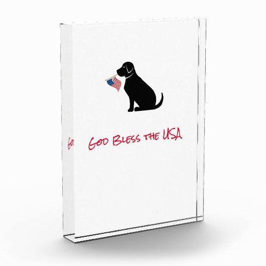 American Flag Black Lab Dog God zegene de Verenigd Fotoblokken (Links)