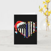 American Flag Blue Line Santa Hat Lice Christmas P Kaart (Gele Bloem)