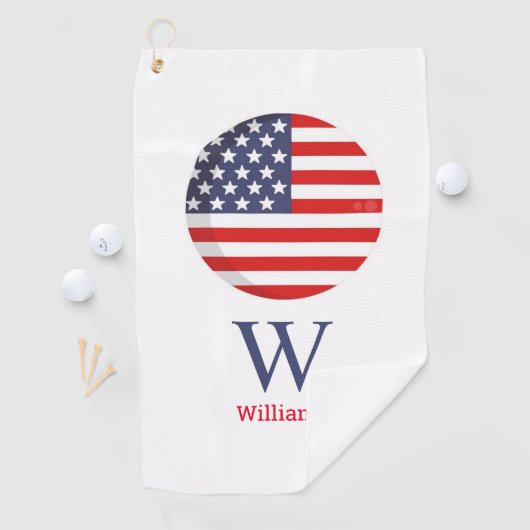 AMERICAN FLAG Blue Monogram Golfhanddoek (Insitu)