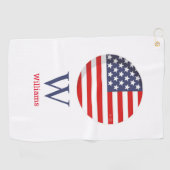 AMERICAN FLAG Blue Monogram Golfhanddoek (Horizontaal)