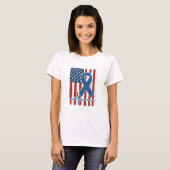 American Flag Blue Ribbon Heartbeat Shirt (Voorkant volledig)