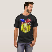 American Flag Bnadana Baseball Red White Blue 4th  T-shirt (Voorkant volledig)