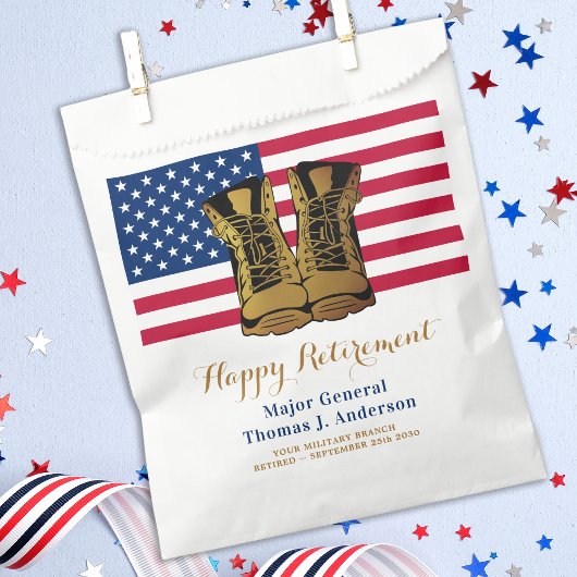 American Flag Boots Retirement Party Bedankzakje