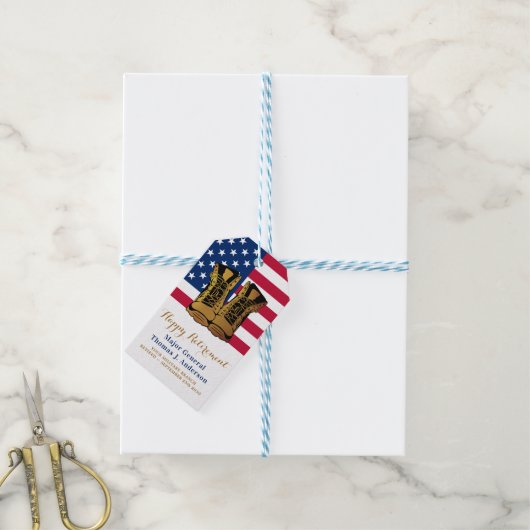 American Flag Boots Retirement Party Cadeaulabel (Met Touw)