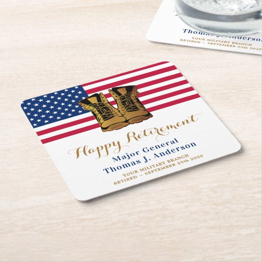 American Flag Boots Retirement Party Kartonnen Onderzetters (Schuin)