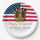 American Flag Boots Retirement Party Papieren Bordje (Voorkant)