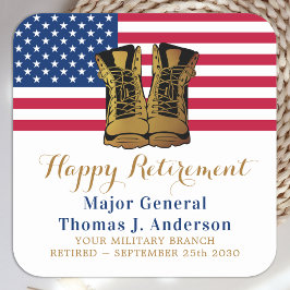 American Flag Boots Retirement Party Vierkante Sticker