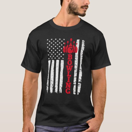 American Flag Bowling Patriotic Bowler T-shirt (Voorkant)