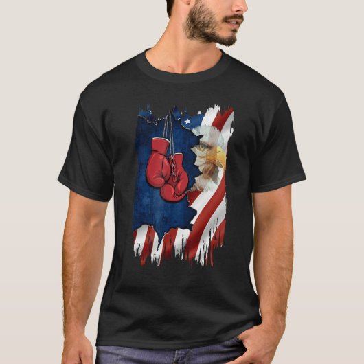American Flag Boxer  Boxing  For Mens 4th July Day T-shirt (Voorkant)