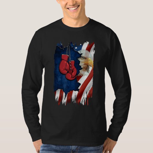 American Flag Boxer  Boxing  For Mens 4th July Day T-shirt (Voorkant)