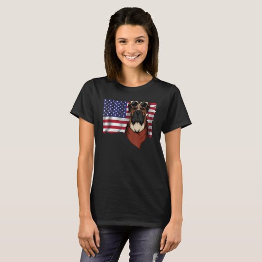 American Flag Boxer Dog   Dad Mom Flag 4th Of July T-shirt (Voorkant volledig)