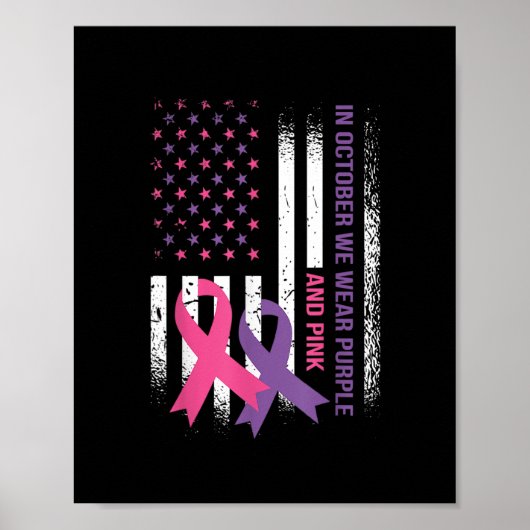 American Flag Breast Cancer and Domestic Violence Poster (Voorkant)