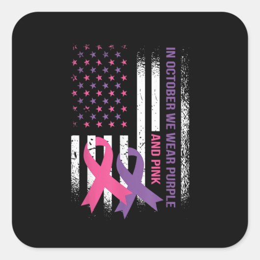 American Flag Breast Cancer and Domestic Violence Vierkante Sticker (Voorkant)