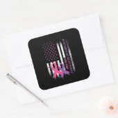 American Flag Breast Cancer and Domestic Violence Vierkante Sticker (Envelop)