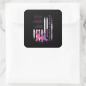 American Flag Breast Cancer and Domestic Violence Vierkante Sticker (Tas)