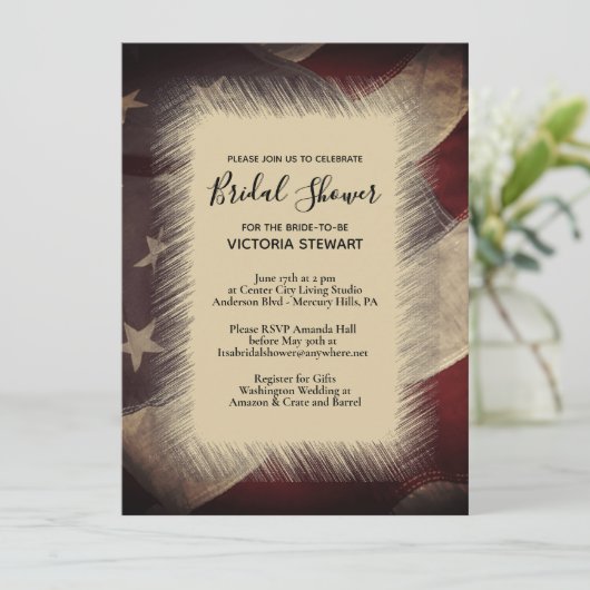 American Flag Bridal Shower Uitnodiging (Staand voorkant)