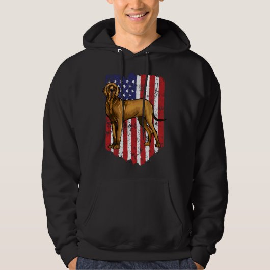 American Flag Brown Great Dane 4th Of July USA Hoodie (Voorkant)
