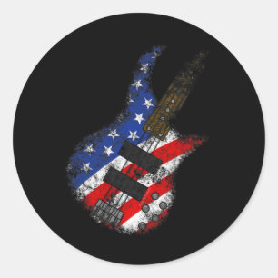 American Flag Byss Gitaar Verenigde Staten Onafhan Ronde Sticker