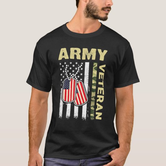 American Flag Camo Proud Us Army Veteran T-shirt (Voorkant)