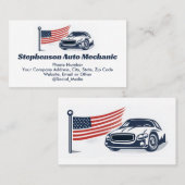 American Flag Car Patriotic Auto Mechanic Service Visitekaartje (Voorkant / Achterkant)