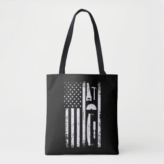 American Flag Carpenter Tools Woodwerker Craftsman Tote Bag (Voorkant)