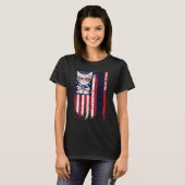 American Flag Cat 4th of July Kitten Patriotic Pet T-shirt (Voorkant volledig)