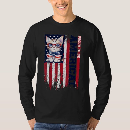 American Flag Cat 4th of July Kitten Patriotic Pet T-shirt (Voorkant)