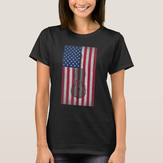 American Flag Cello Player Patriotic 4th of July T-shirt (Voorkant)