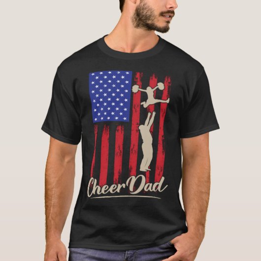 American Flag Cheer Dad 4th of July Patriotic Prou T-shirt (Voorkant)