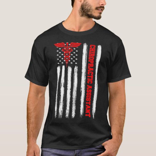 American Flag Chiropractic Assistant Medical Chiro T-shirt (Voorkant)