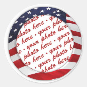 American Flag Circle Foto Lijst Ronde Sticker