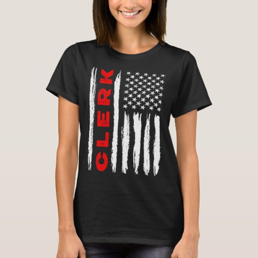 American Flag Clerk US USA Flag T-shirt (Voorkant)