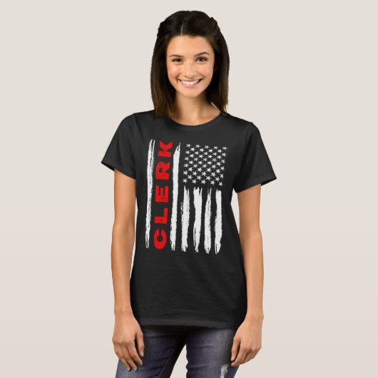 American Flag Clerk US USA Flag T-shirt (Voorkant volledig)