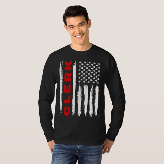 American Flag Clerk US USA Flag T-shirt (Voorkant volledig)