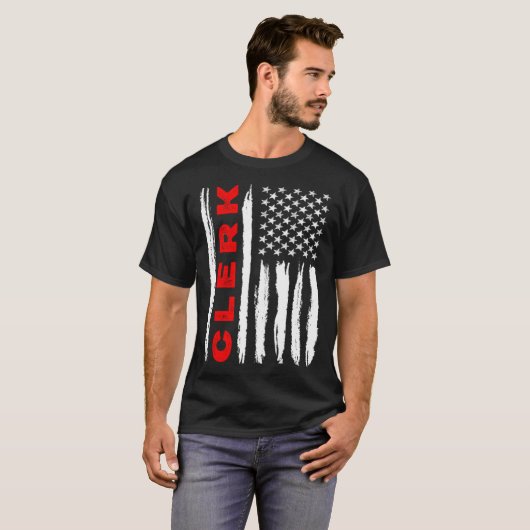 American Flag Clerk US USA Flag T-shirt (Voorkant volledig)