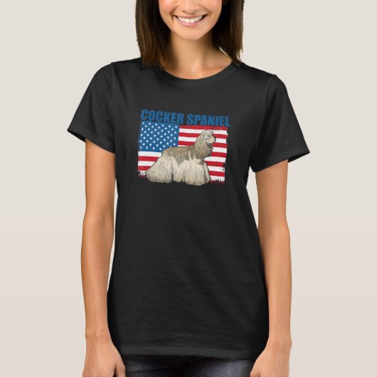 American Flag Cocker Spaniel T-shirt (Voorkant)