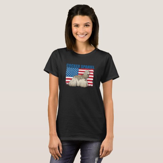 American Flag Cocker Spaniel T-shirt (Voorkant volledig)