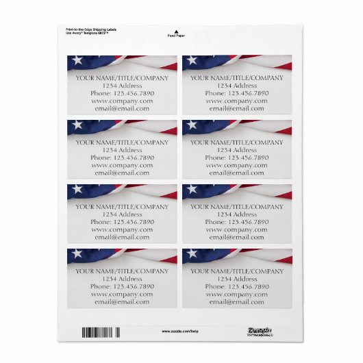 American Flag Company Naam Verzendlabels Etiket (Full Sheet)