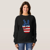 American Flag Cool Peace Hand Sign Patriotic Boys  Trui (Voorkant volledig)
