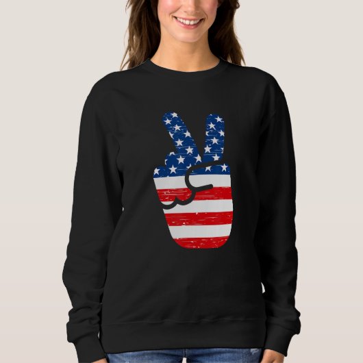 American Flag Cool Peace Hand Sign Patriotic Boys  Trui (Voorkant)