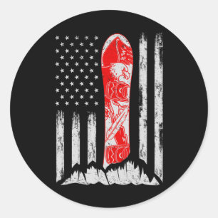 American Flag  Cool Snowboarding Skiing Sno Ronde Sticker