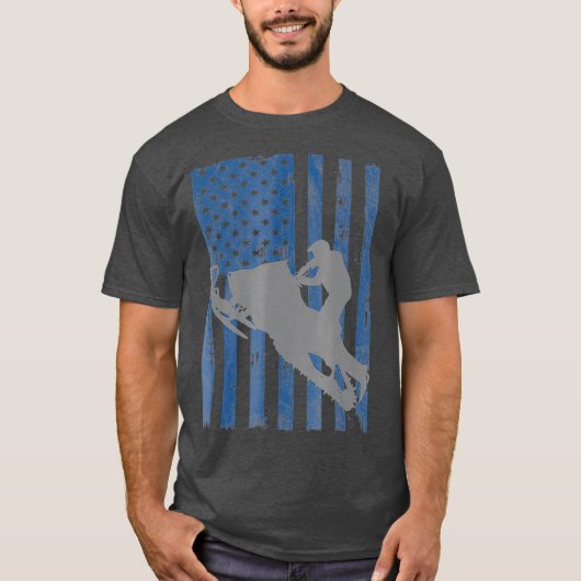 American Flag Cool Snowmobile T-shirt (Voorkant)