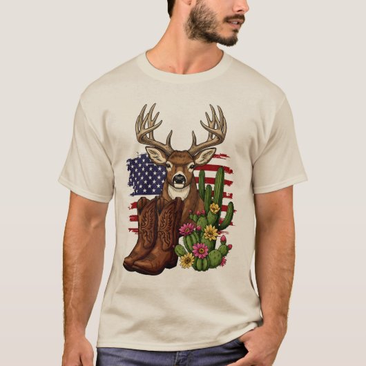 American Flag Cowboy Boots Hunter Gift T-shirt (Voorkant)