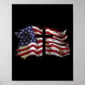 American Flag Cross For Patriotic Usa Christians G Poster (Voorkant)