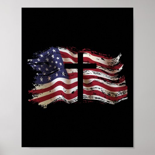 American Flag Cross For Patriotic Usa Christians G Poster (Voorkant)